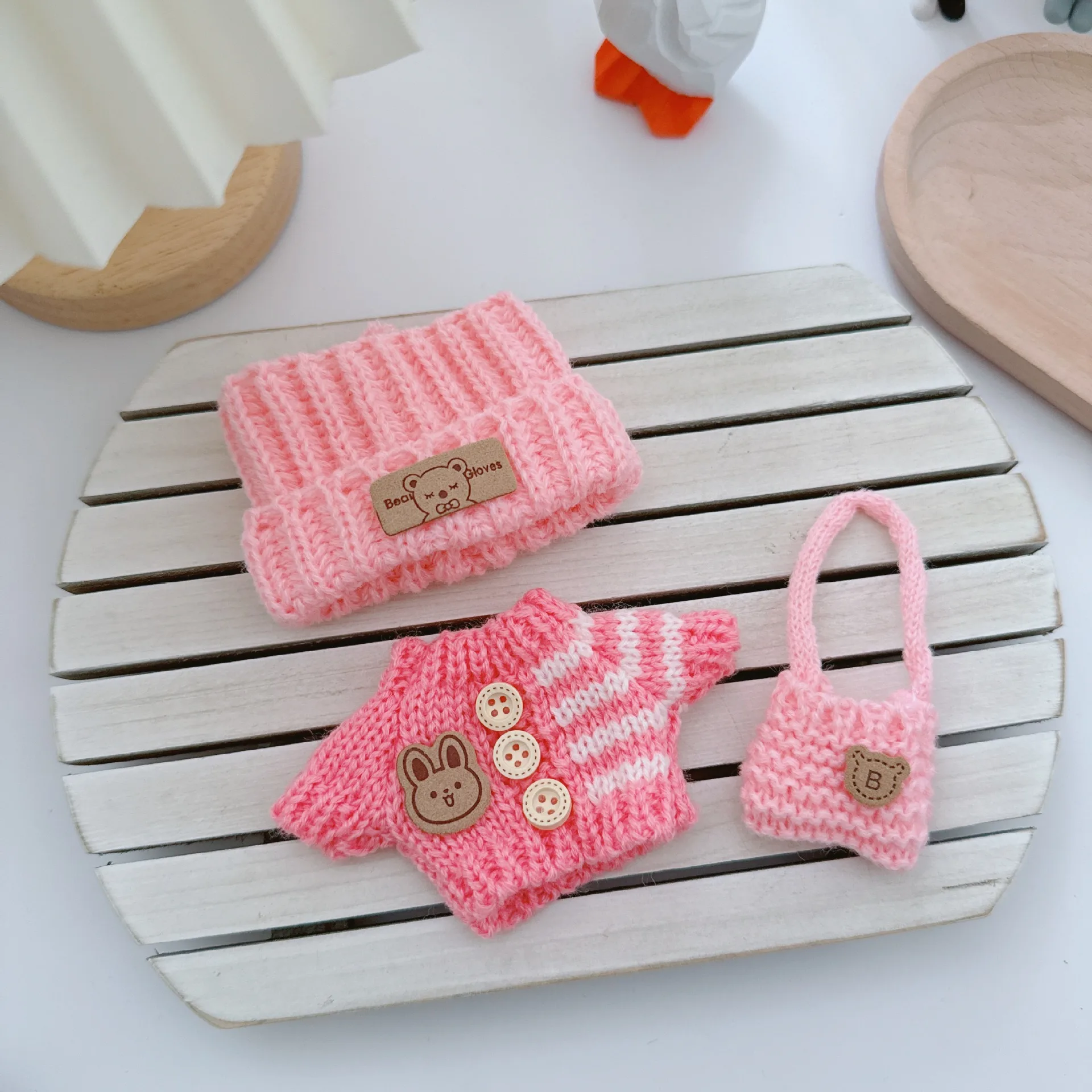 

For 17cm Labubu Plush Doll Clothes Cute luxury design Macaron labubu Handmade Clothes Set Advanced fashion designer brand Gift