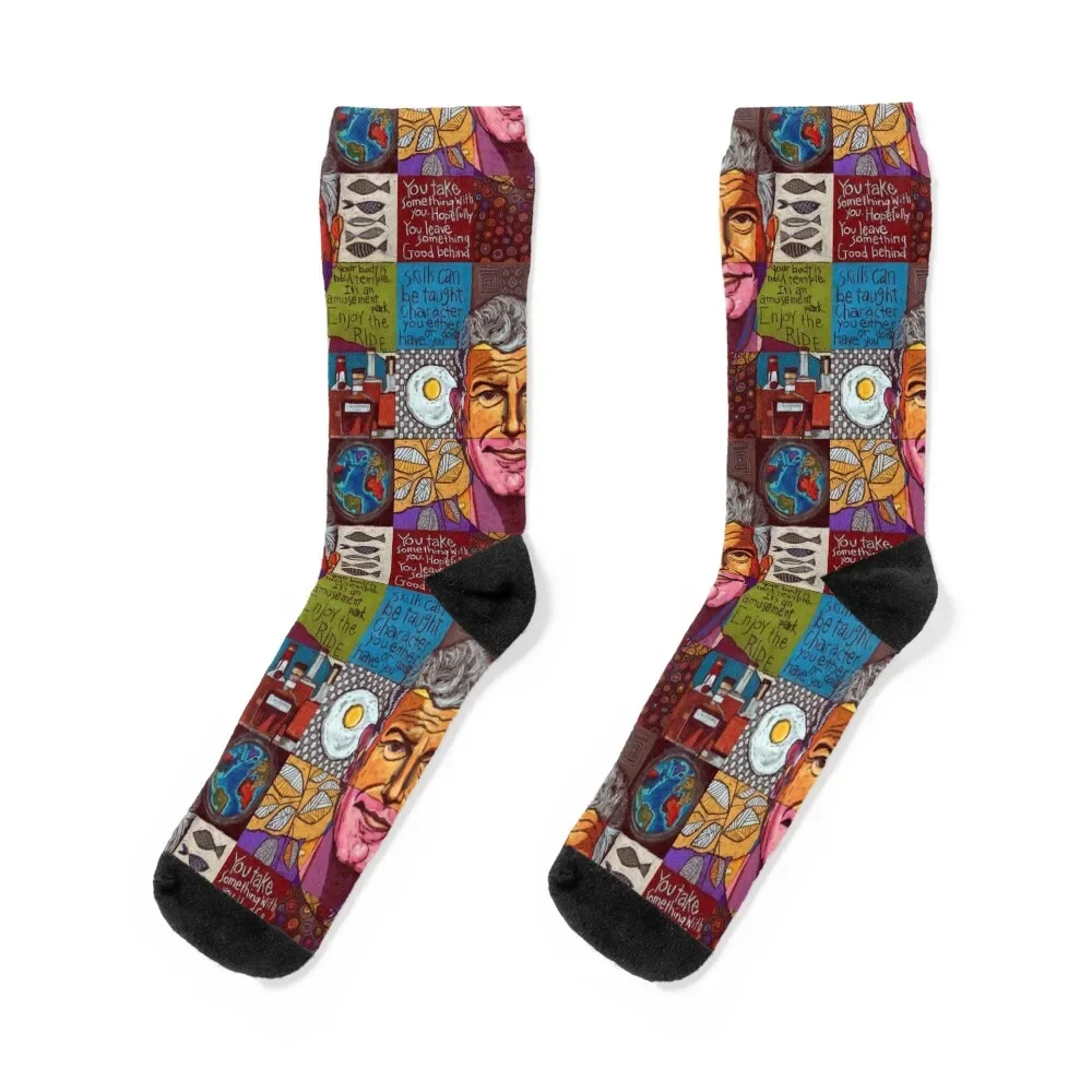 

Anthony Bourdain Collage Socks winter gifts anti-slip Lots professional running Socks Male Women's