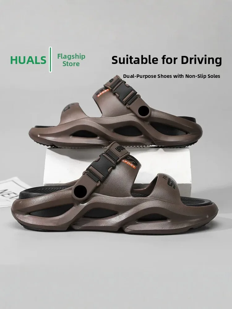 

Men's Summer Outdoor Sports Beach Water Thick Bottom Driving Anti-slip Slippers Sandals Large Size Beach Shoes Slip-On EVA