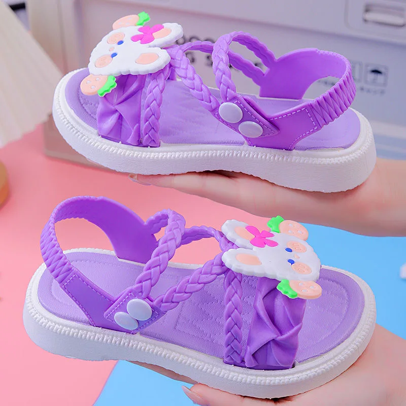 Summer children's sandals soft and fashionable soft soled non slip shoes baby button sandals, children's shoes for girls