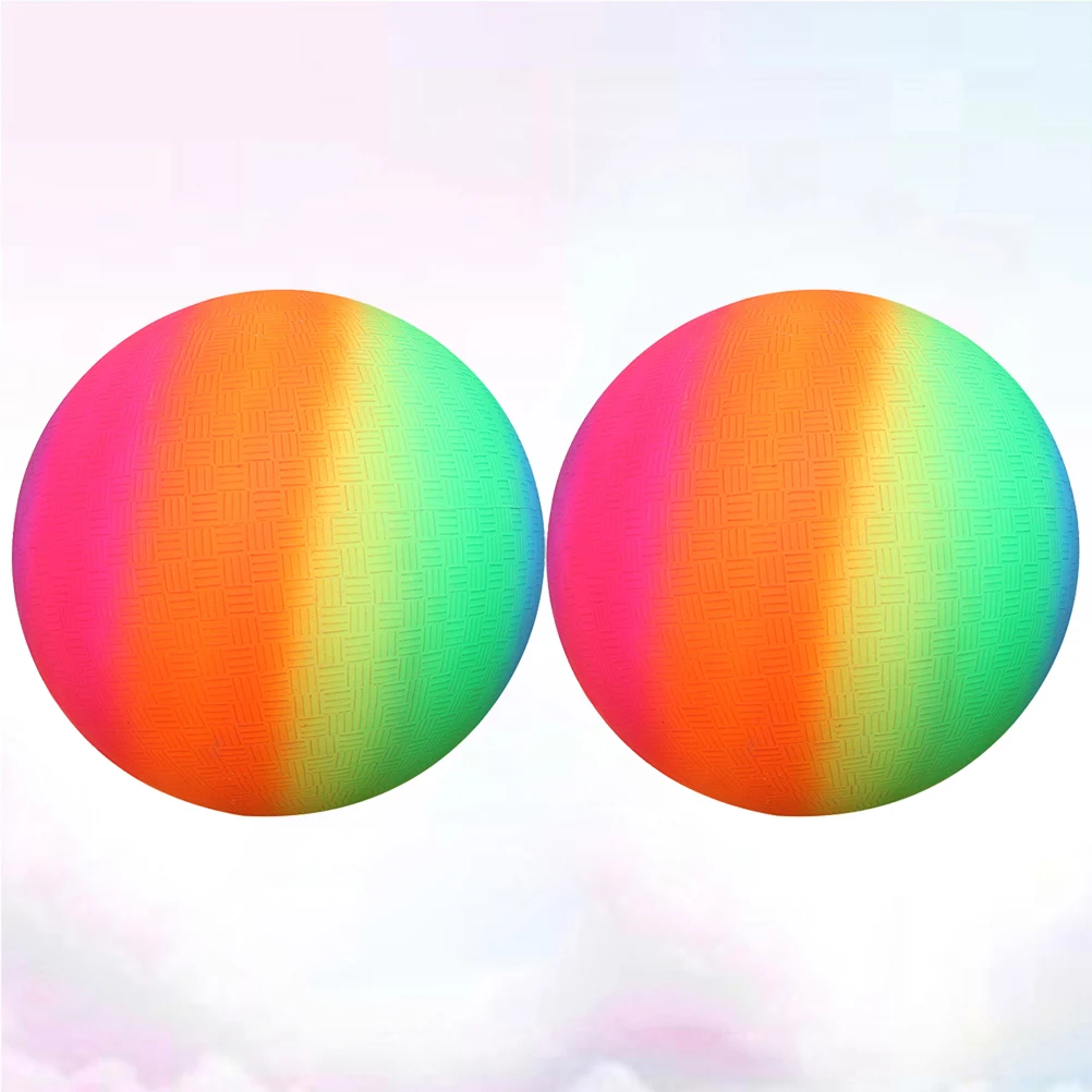 Balles arc-en-ciel écologiques, 2 pièces, balle de jeu à rebond épais pour enfants, compétences de lancer, jeu de piscine Kickball battant
