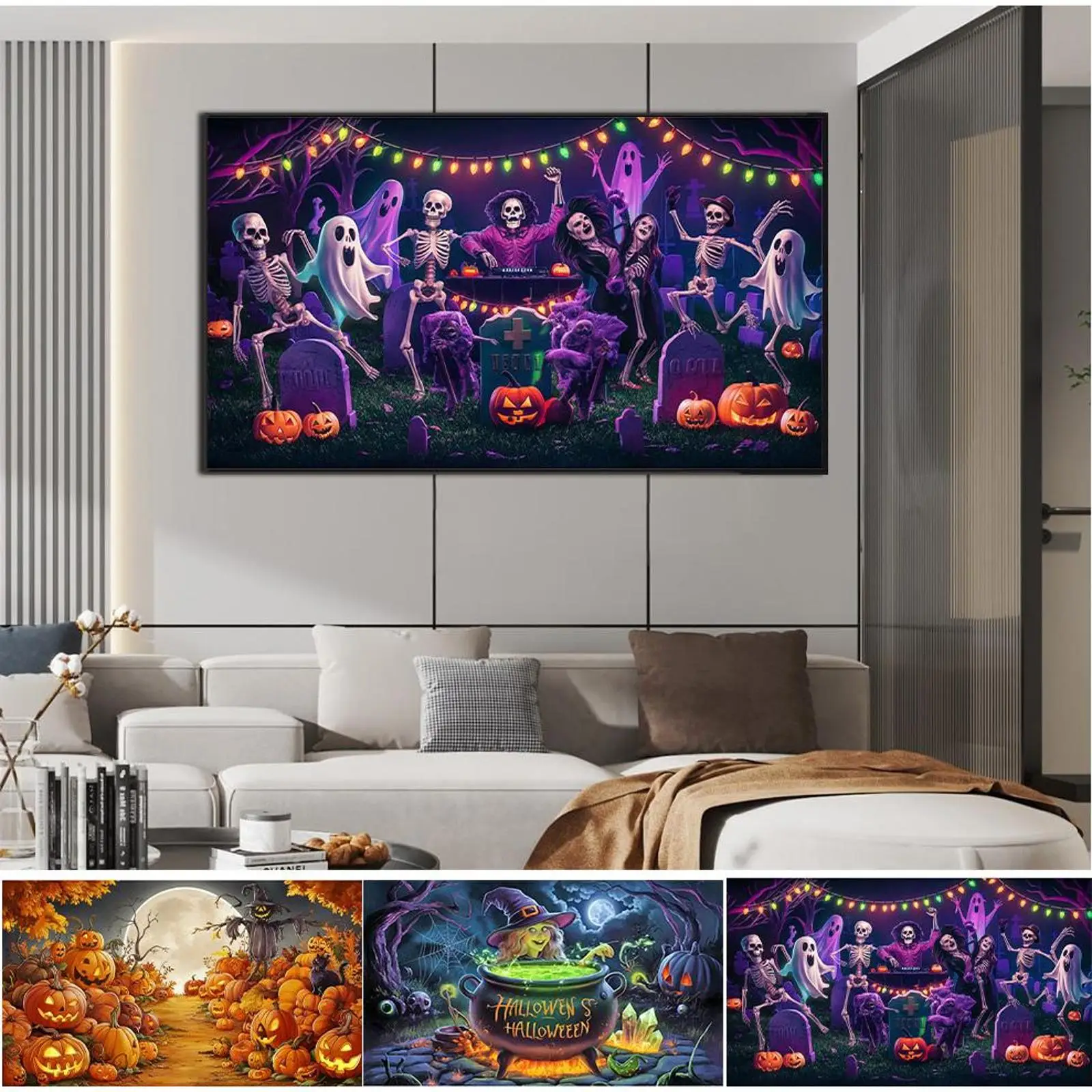 

Halloween 5D DIY Full Drill Round Diamond Painting Kit for Home Wall Room Decor