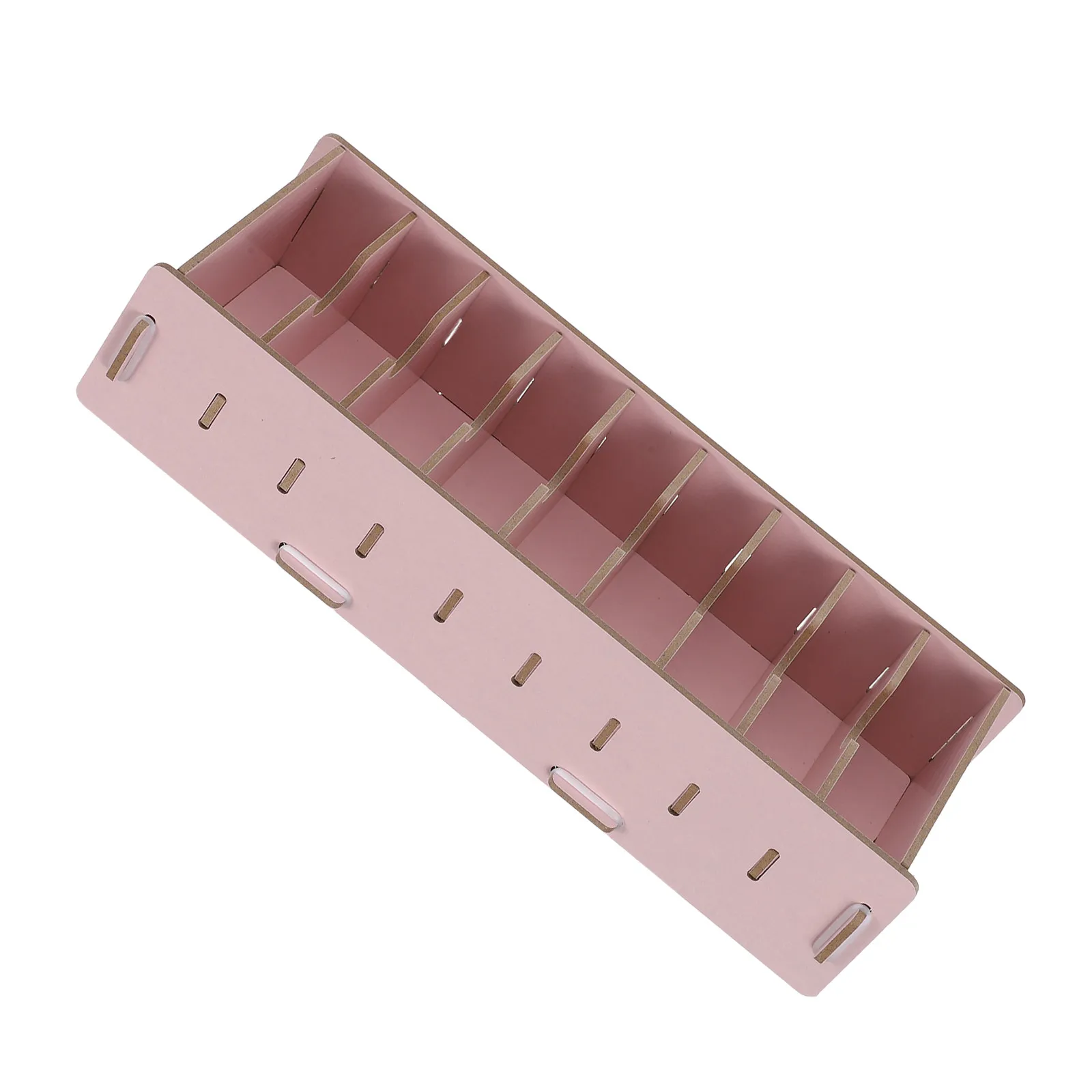 Desktop Wooden Business Card Holder Box Pink Detachable Divider Modular Drawer Organizer for Name Flashcard File Storage Office