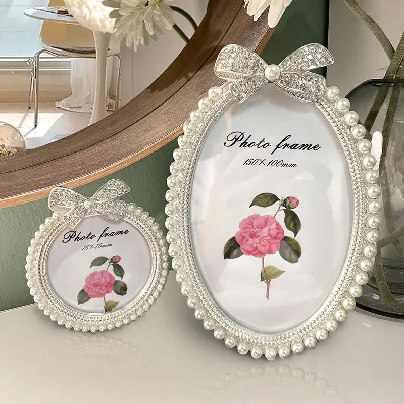 

European pearl photo frame table 3 six 6 seven 7 inch creative bow bedside table cute baby photo frame combination