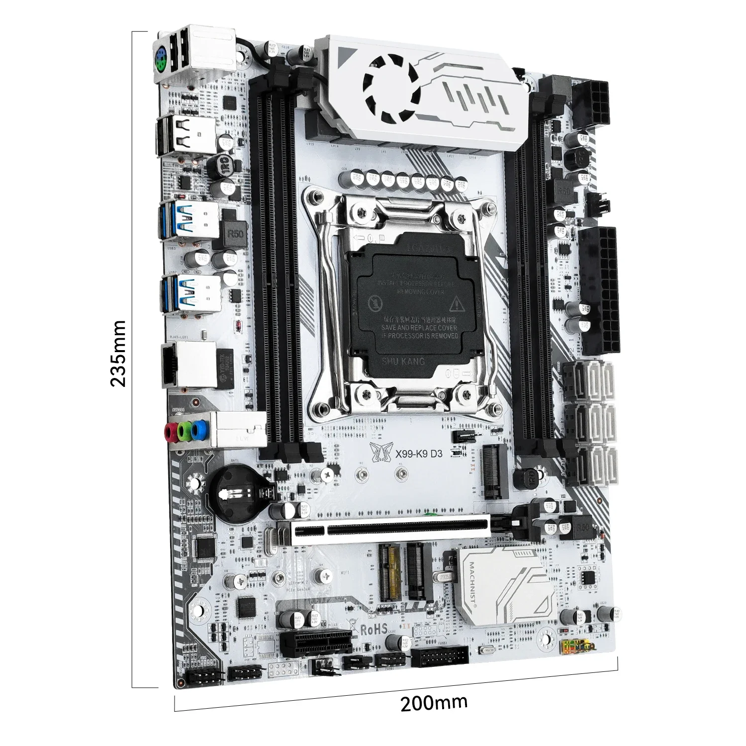 Imagem -05 - Placa-mãe d3 Lga 2113 Suporta e5 2666 v3 2696v3 Processador Cpu Xeon Memória Ddr3 Wifi Nvme M.2 Quatro Canais Machinist-x99 k9