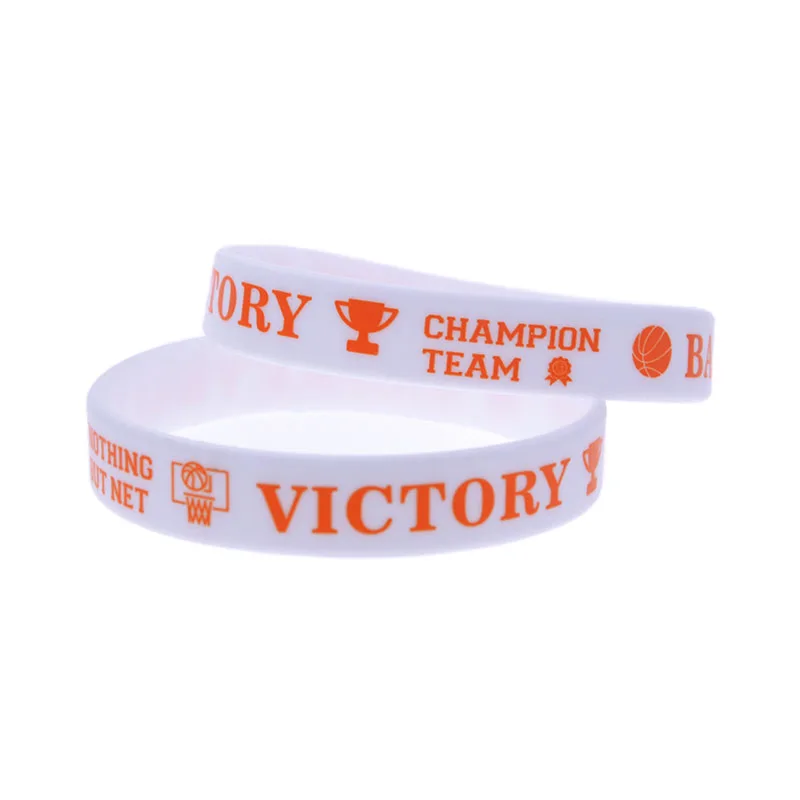 50 Stück bedruckte Basketball-Grafik-Silikonarmbänder, Sport-Thema, Gummiarmreif, Erwachsenengröße – Detail 4