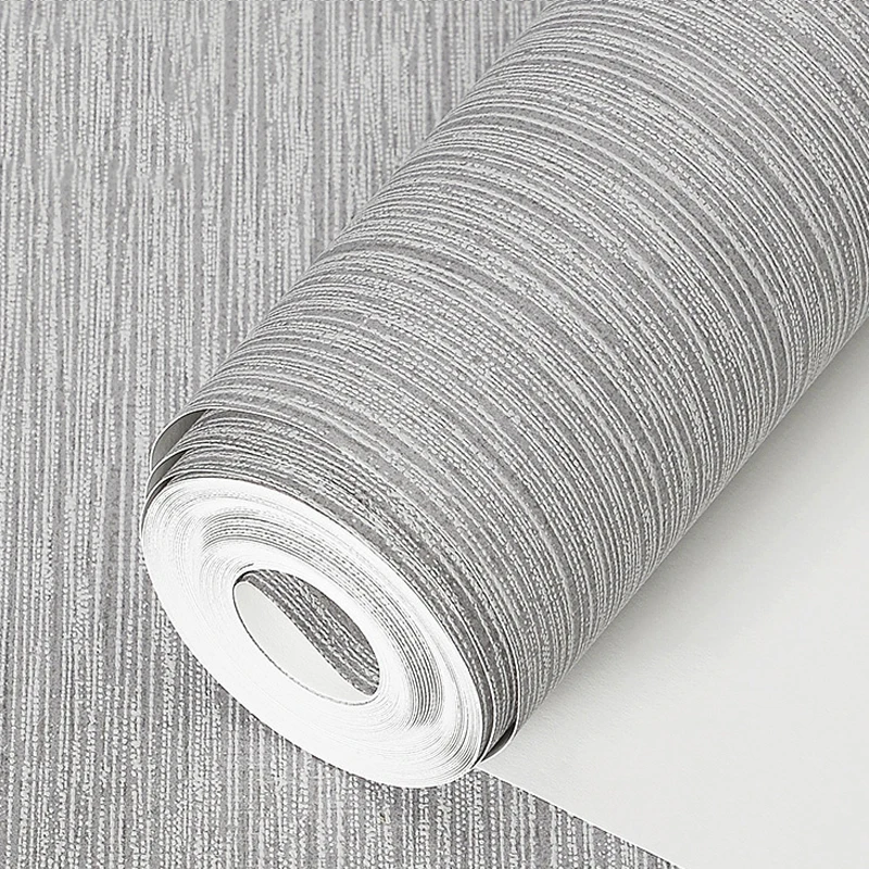 Simple Nordic Solid Color Wallpaper Plain Grass Woven Non-woven Fabric Linen Stripe Wallpaper for Living Room Bedroom Home Decor