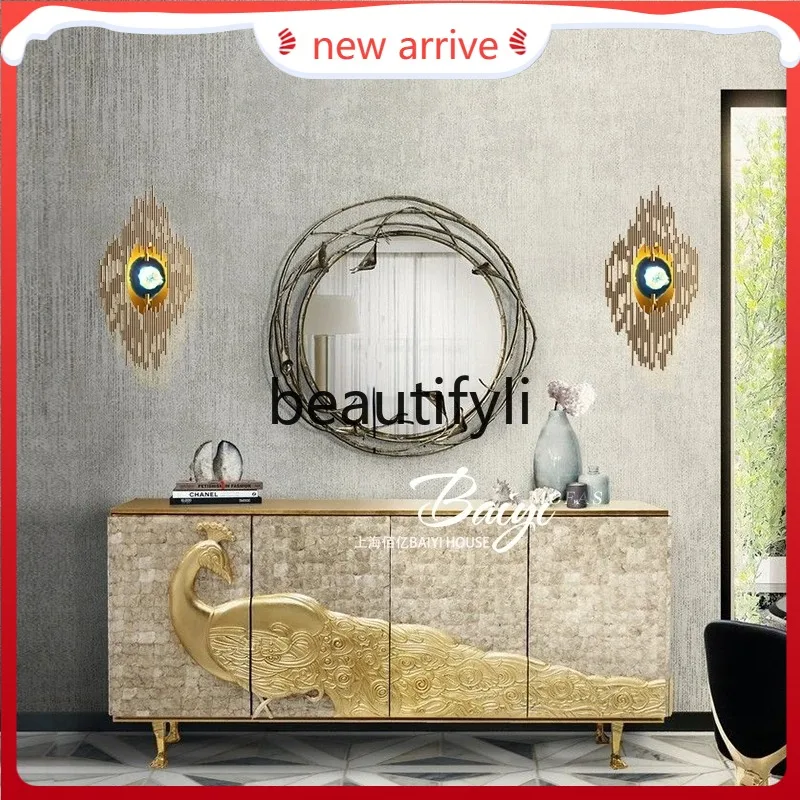 

D2520 Неоклассический художественный декоративный шкаф, французская входная дверь, корпус, шкаф для крыльца, европейско-американский резной дисплей с павлином