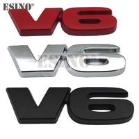 Car Styling V6 Engine Logo 3D Metal Alloy Adhesive Emblem Rear Trunk Badge Fender Sticker Car Body Decal Auto Accessory