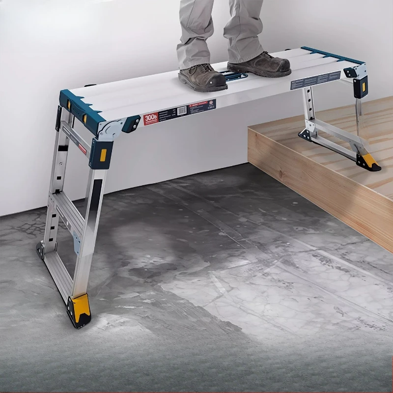 Stable ladder thickened aluminum alloy platform ladder horse stool engineering ladder telescopic folding multi-functional