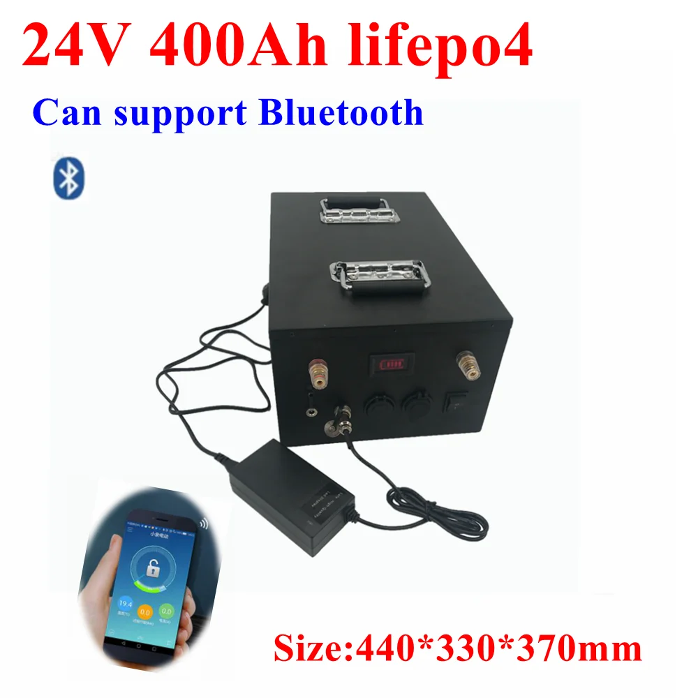 24V 400AH lifepo4 lithium Battery bluetooth APP 8S BMS for 2400W motorhomes Solar energy storage inverter + 20A Charger