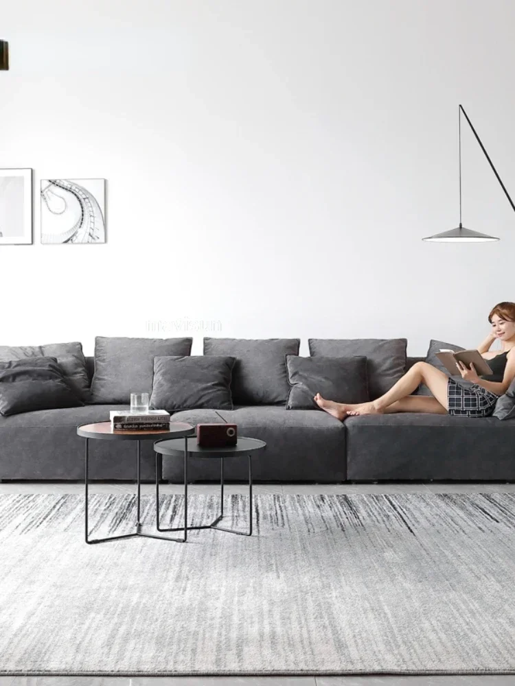 

New Modern Technology Cashmere Fabric Sofa Living Room Sofa 6 People Cloth Couch Set For Apartment Simple Home Furniture Set