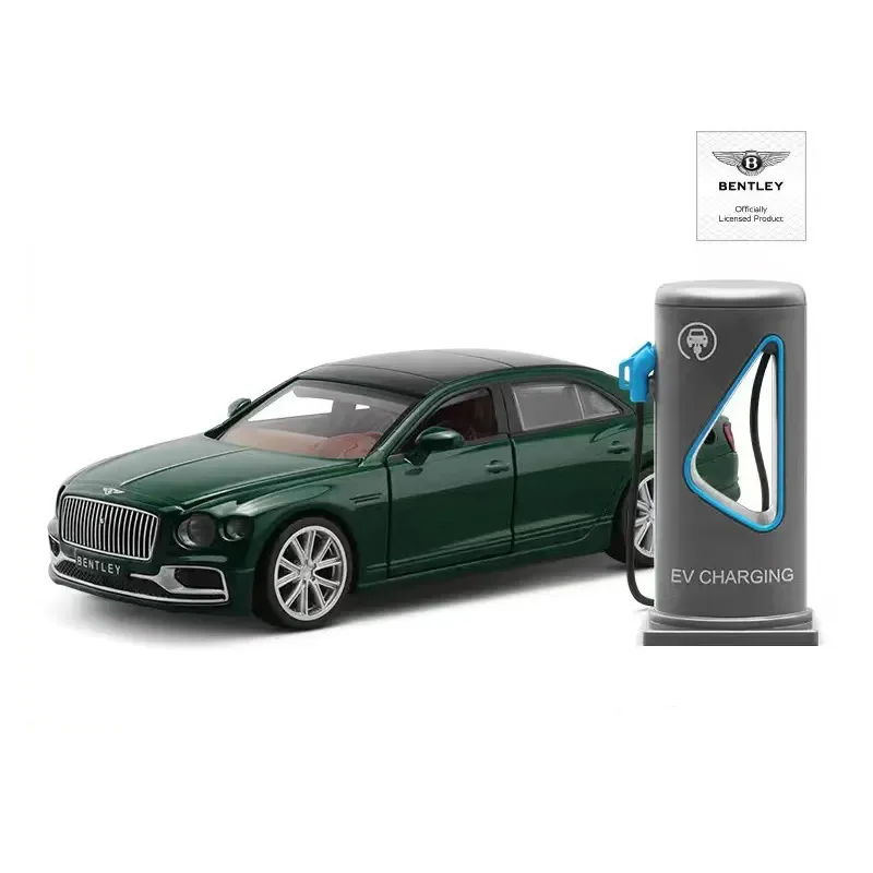 

1:38 Bentley Flying Spur Hybrid Charging Pile Alloy Diecast Model Toy Cars Sound Light Pull Back Car Vehicle Toys For Children