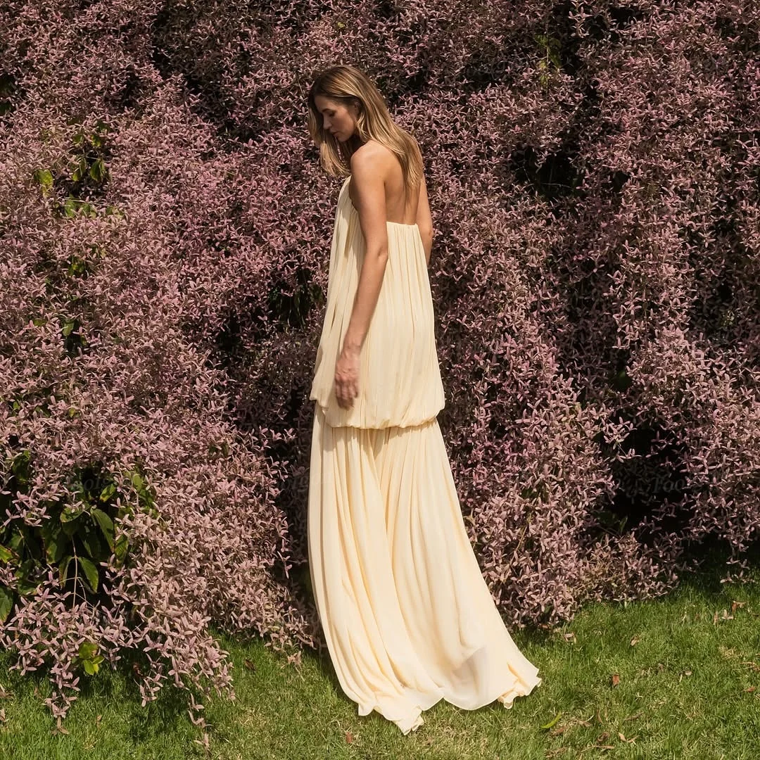 Toofgon amarillo una línea de gasa vestidos de noche personalizados mujeres embarazadas fiesta Formal vestido largo de graduación vestidos de alfombra roja 2026