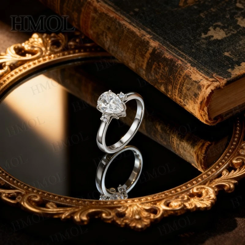 

Обручальное кольцо с муассанитом грушевидной огранки из золота 10 карат/14 карат/18 карат, классическое кольцо-обещание пасьянса, идеальный подарок на годовщину свадьбы