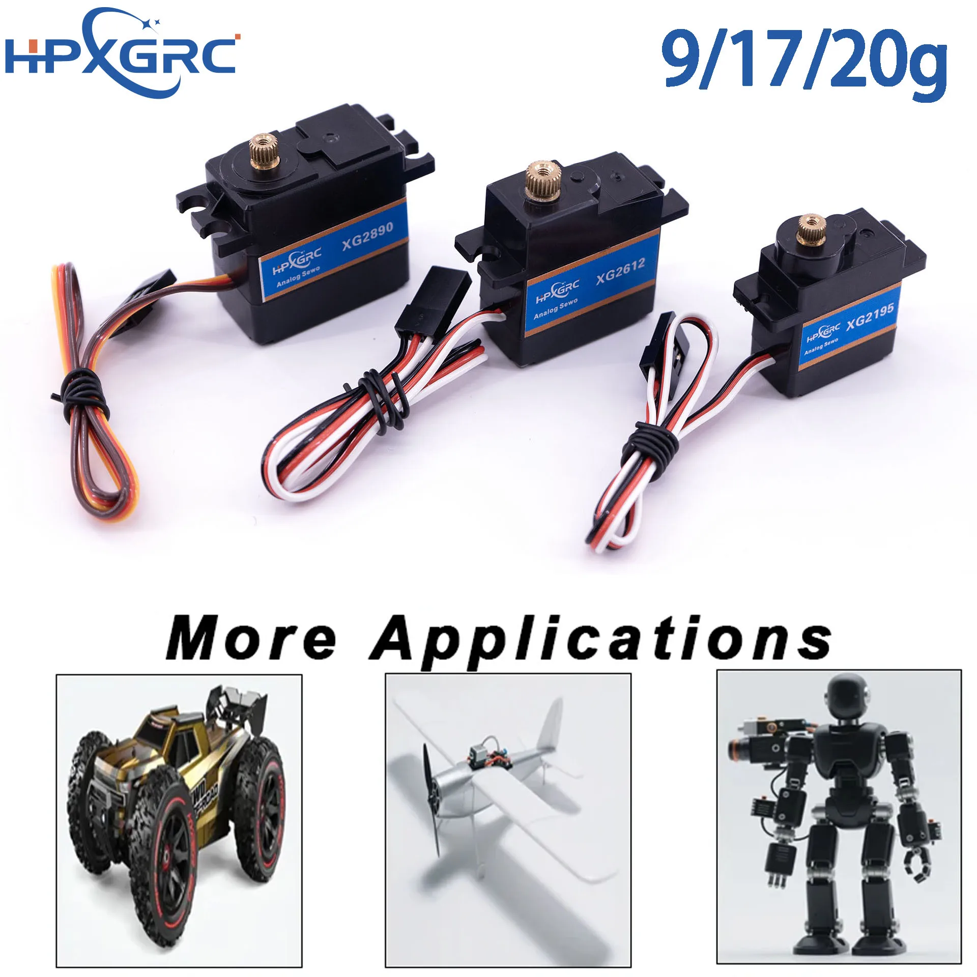 HPXGRC 防水サーボ 9g 17g 20g デジタルマイクロサーボ RC飛行機 ドローン ミニカー ヘリコプター 固定翼機 Wltoys用