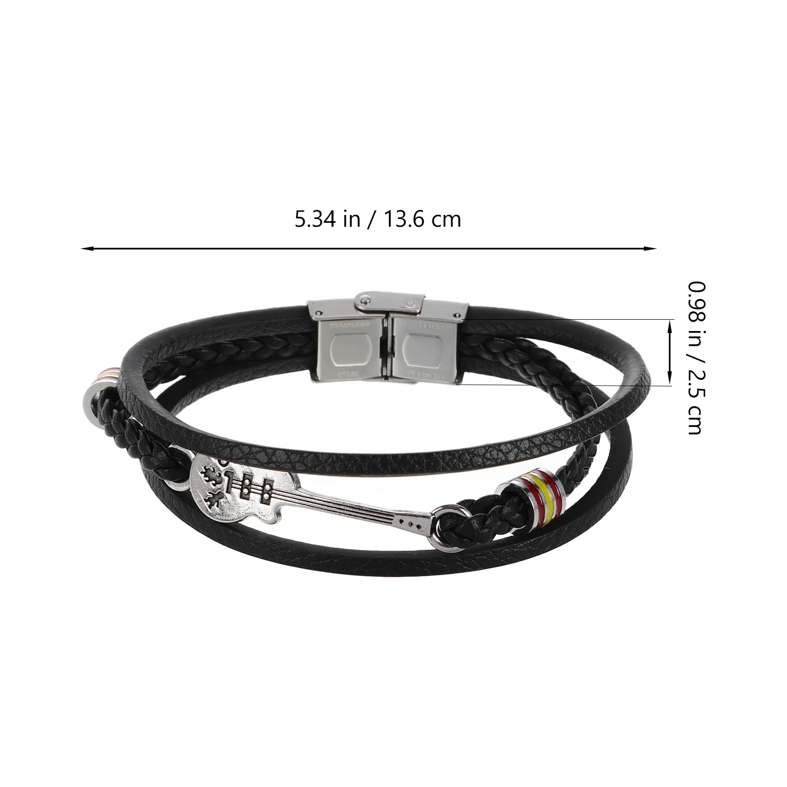 1 قطع بارد نمط بو سوار الكفة الإسورة الأسود متعدد الطبقات الغيتار تصميم الرجال الفتيان مجوهرات بسيطة بو سوار