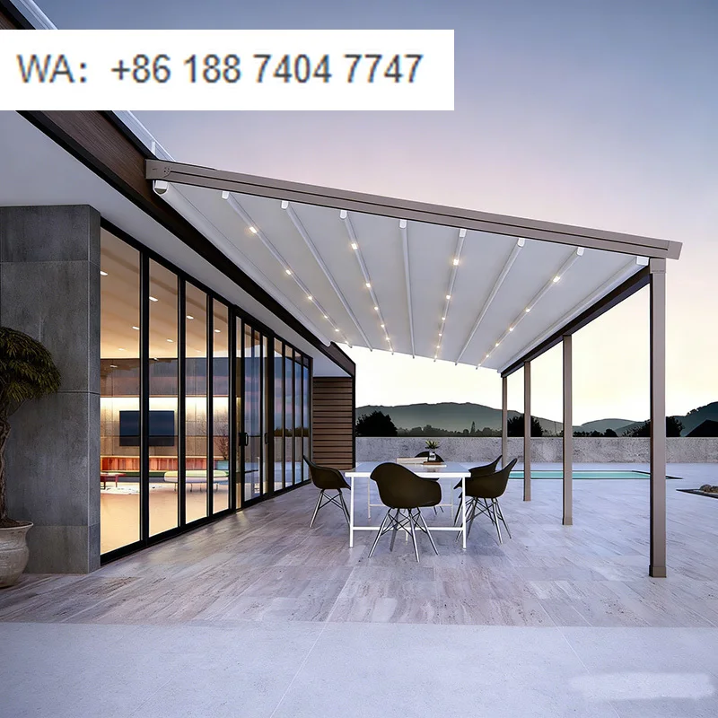 

Горячая новинка: Моторизованная алюминиевая пергола с автоматической выдвижной крышей, водонепроницаемая, экологичная, класса люкс, для балкона