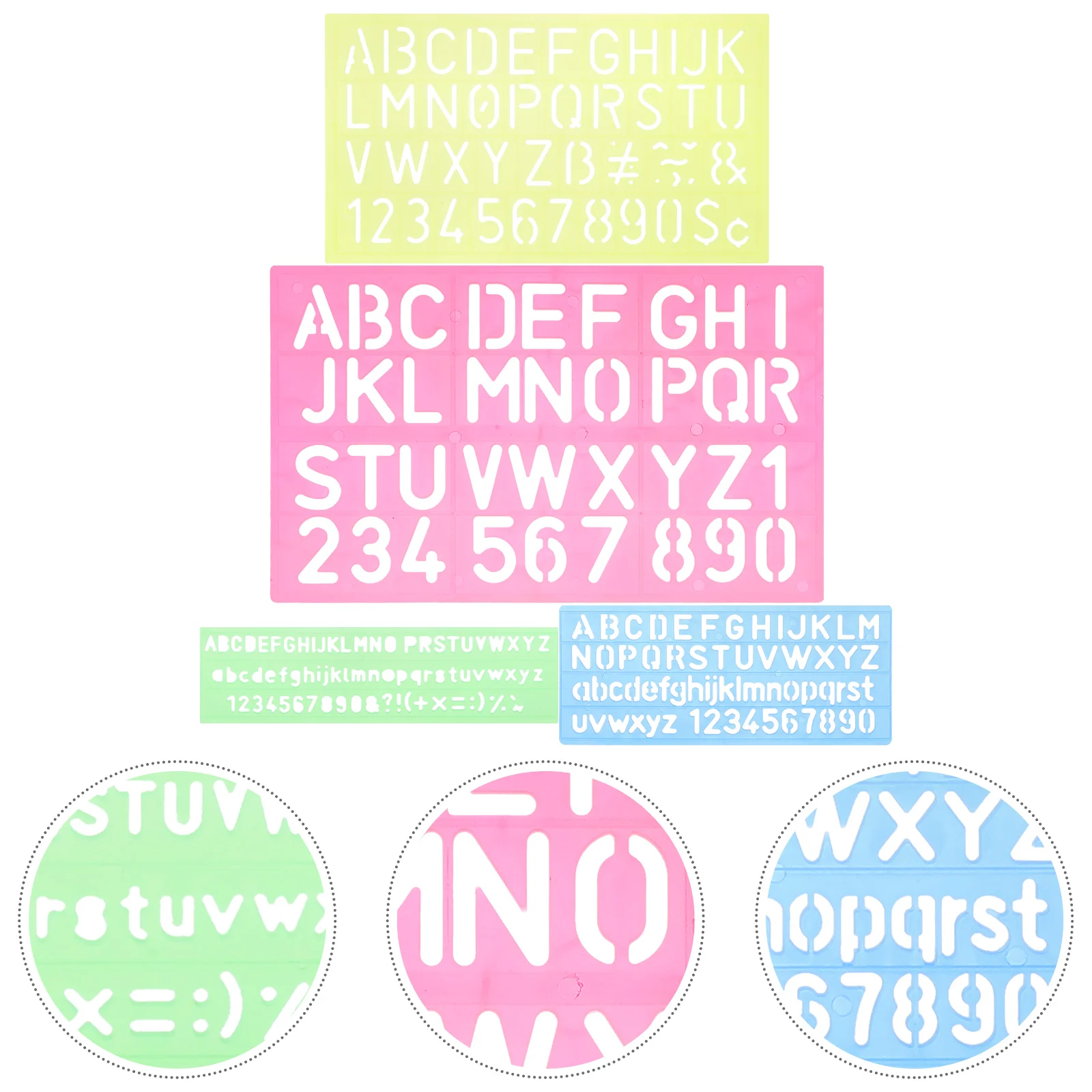 4 Pcs Digital Letter Caliper Recognition Board Number Tracing Educational Toy Stencil Tool Plastic and Teaching Child Toys