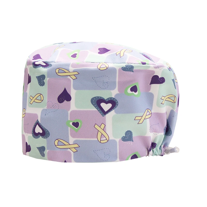 Anti-static Medical Scrub Hats Surgical Caps Silky Polyester Dental Hospital Nurse Hats for Long Hair K1023