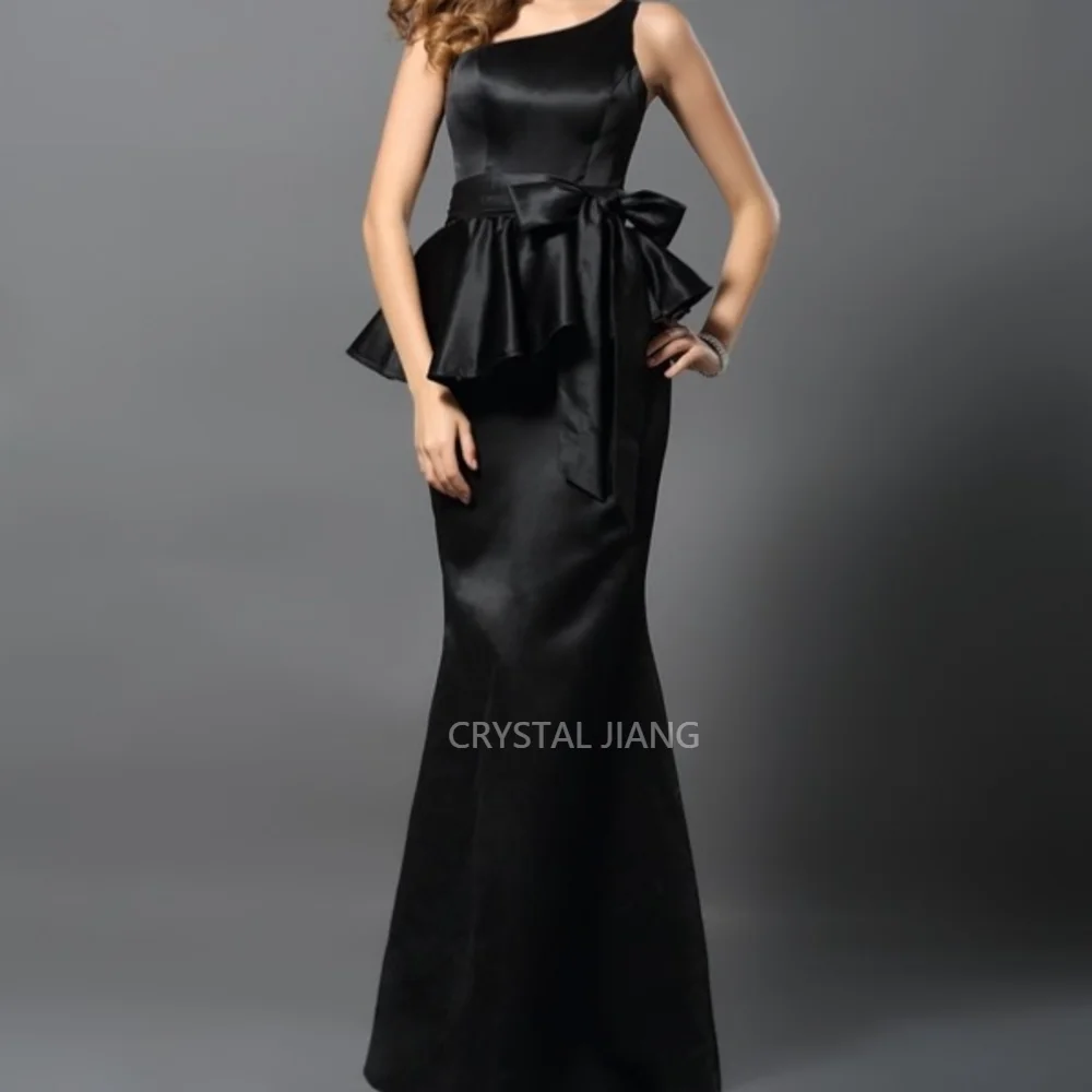 

Dresses Gala One Shoulder Satin Empire Natural Sleeveless with Bowknot Long A Line Mermaid Floor Length Evening Dresses