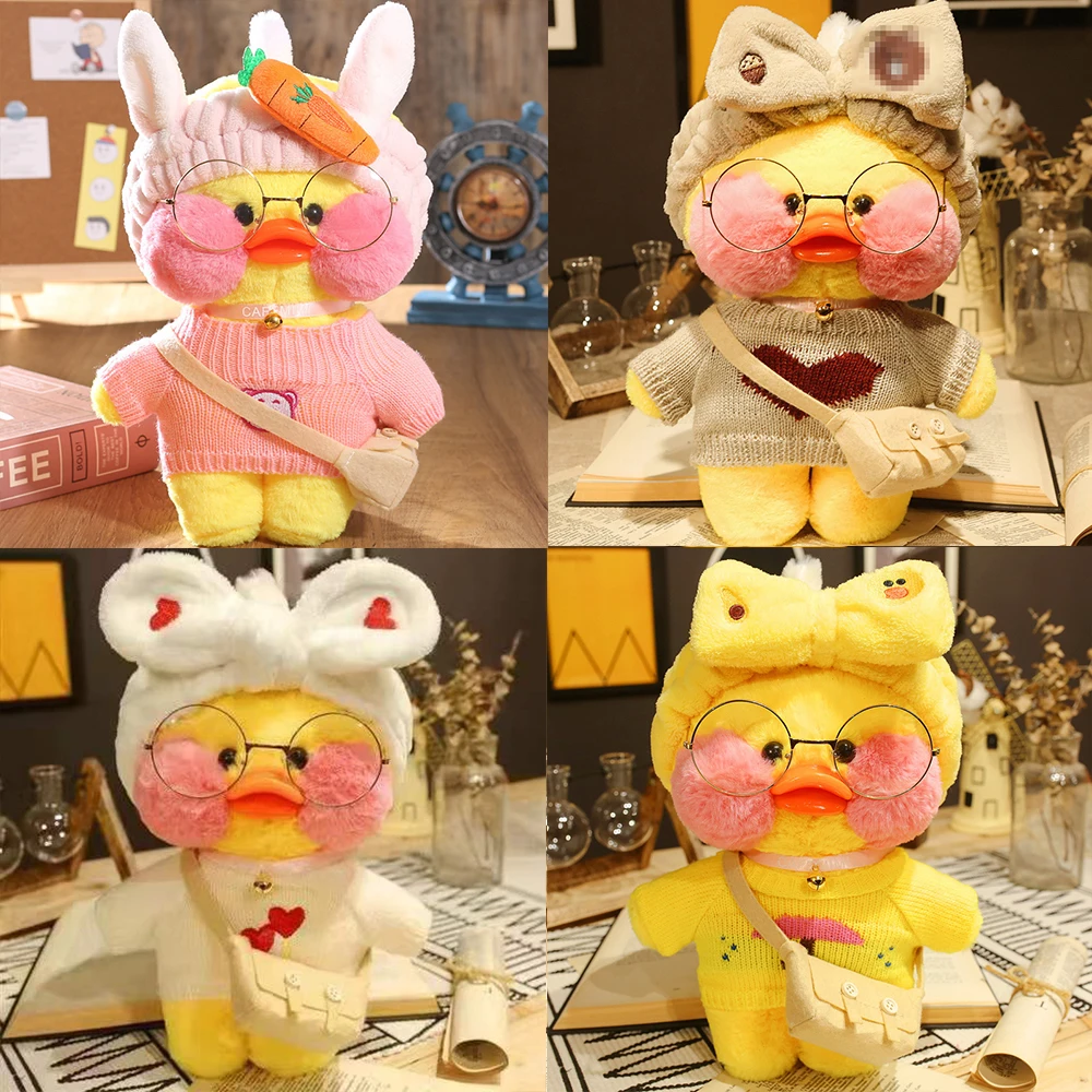 Lalafanfan Cartoon Plush Toy para crianças, Lalafanfan Duck Doll, Soft Stuffed Animal, presentes de aniversário para menina, Kawaii, 30cm