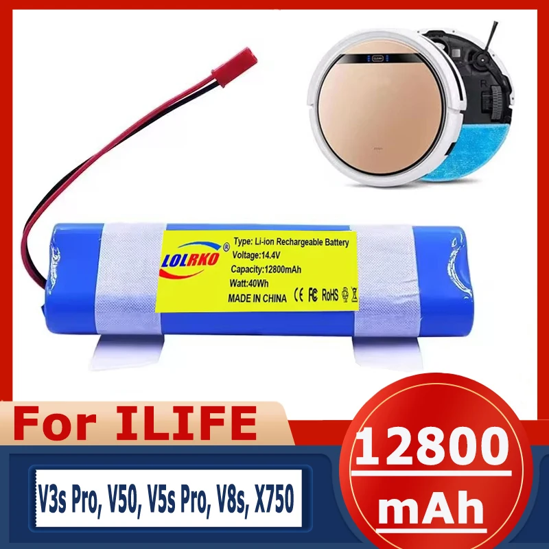 

New 14.4V 12800Mah 18650 Lithium Battery for ILIFE V3s Pro, V50, V5s Pro, V8s, X750 Robot Vacuum Cleaner Battery Accessories