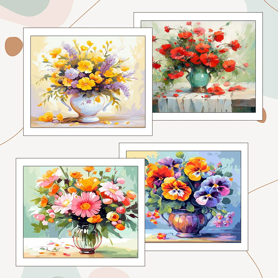 

RUOPOTY Painting By Numbers Draw Diy Flowers 40X50cm Watercolor Acrylic Paints Color Markers Handmade Drawing Home Decoration