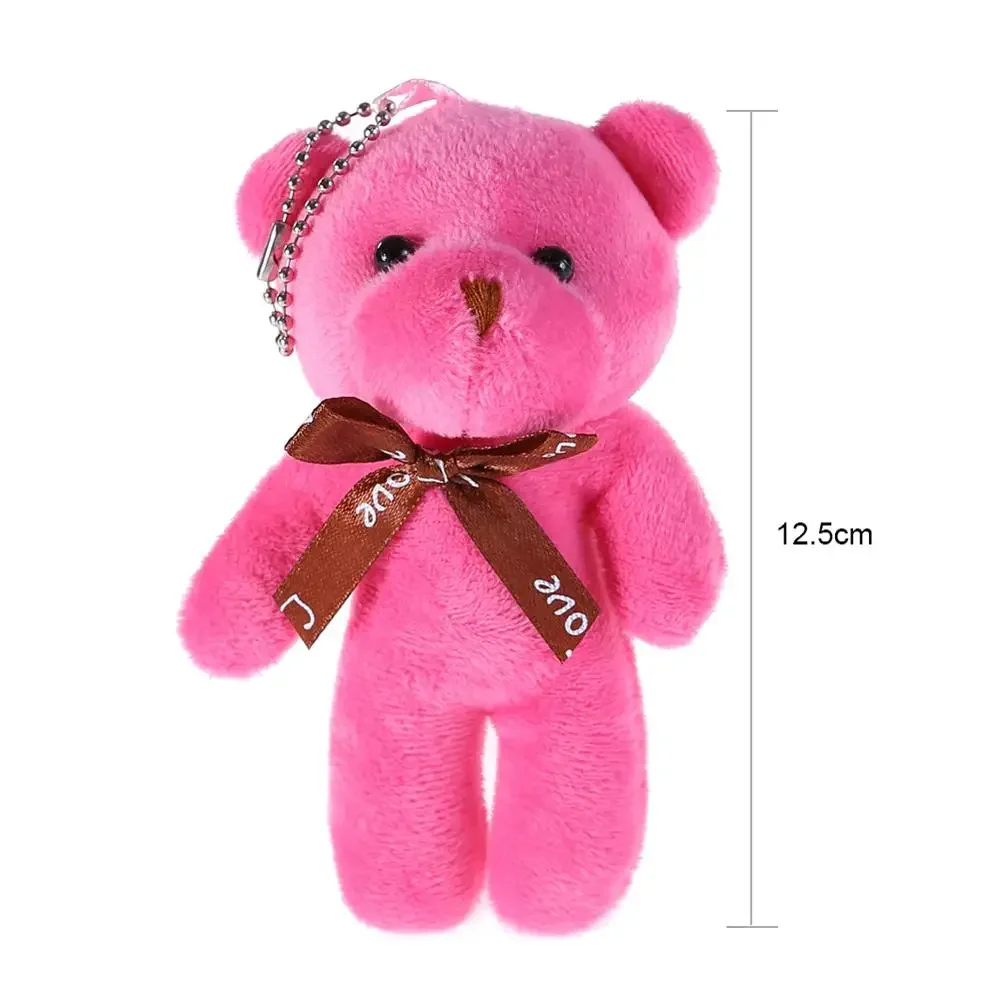 

12cm Plush Doll Toys Bear Pendant Key Ring Animal Bear Stuffed Doll Keychain Proposal Wedding Decor Valentine's Day Gifts