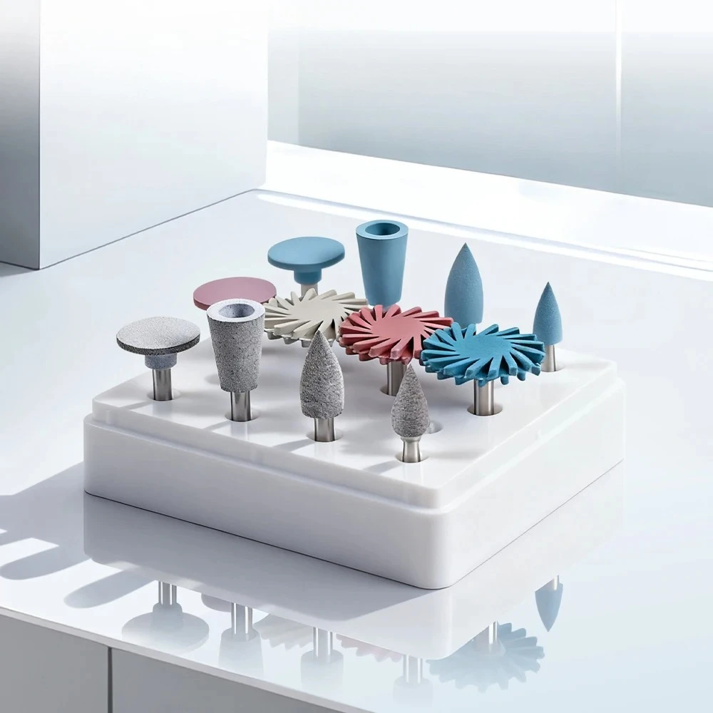12Pcs/box Lab RA Rubber Diamond Resin Polishing Wheel Silicone Composite Resin Grinding and Polishing Set Lab Materials