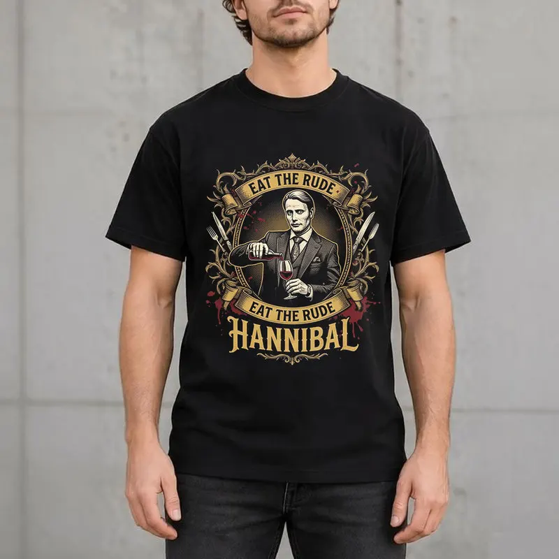 Hannibal Lecter Eat The Rude Graphic T-Shirt Horror TV Series Vintage Gothic Unisex Short Sleeve Tee 100% Cotton Casual Tops