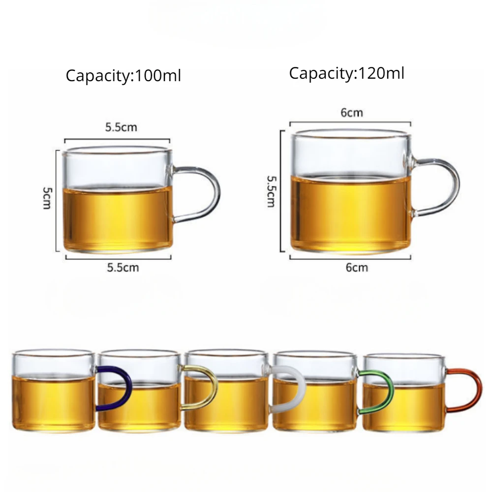 New Colorful Small Handle Cup Kung Fu Tea Cup Heat-resistant Glass Tea Cup  Household Shot Glass Coffee Mug