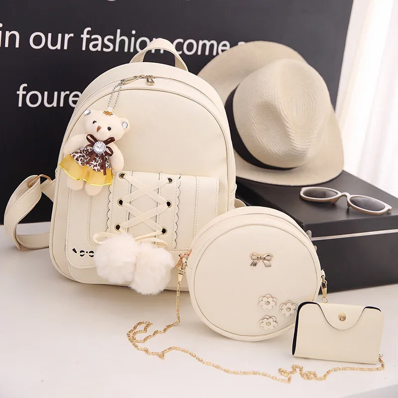 Set da tre pezzi alla moda da donna Zaino in PU Studente Ragazza Shopping Party Viaggio Bambino Madre Set