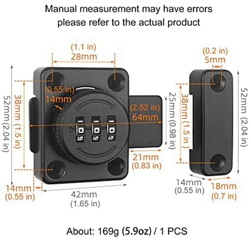 2팩-열쇠가 없는 캐비닛-잠금-검은색-캐비닛-래치,-조합-래치,-조합-잠금