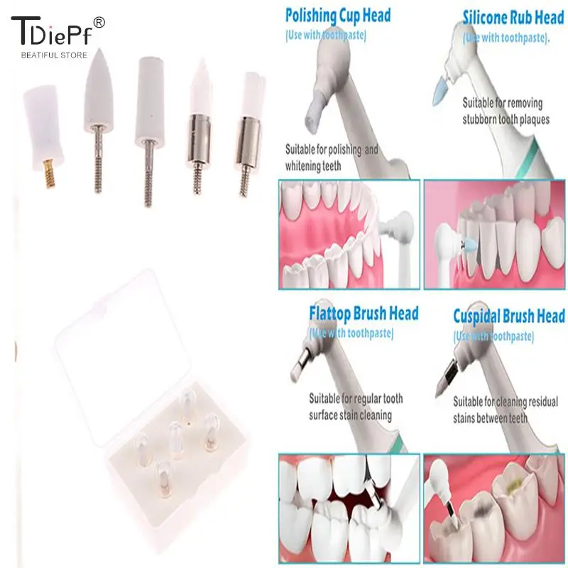 5Pcs/Box Tooth Polisher Whitening Electric Teeth Remover Stain Plaque Head Replacement Electric Tooth Polisher head