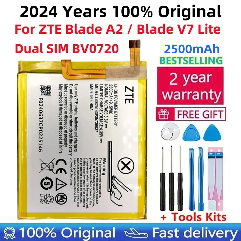 

100% New Original 3.8V 2500mAh Li3825T43P3h736037 For ZTE BV0720 / Blade A2 / Blade V7 Lite Dual SIM Battery +Tool