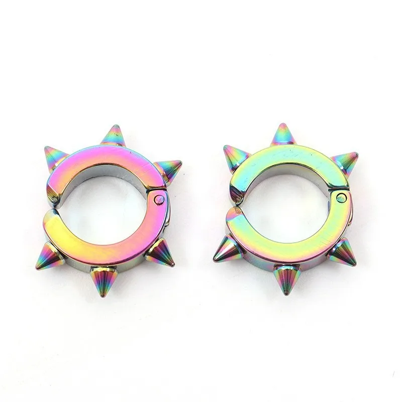 2Pcs 316L Stainless Steel Fake Earrings for Women Men, Spike Clip on Earring Cuff Ear Jewelry Non Piercing Earring Studs