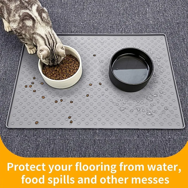 Silicone Pet Placemat Waterproof Non-Slip Dog Cat Drinking Feeding Mat Pet Bowl Pad Prevent Food and Water Overflow Feeder Mats