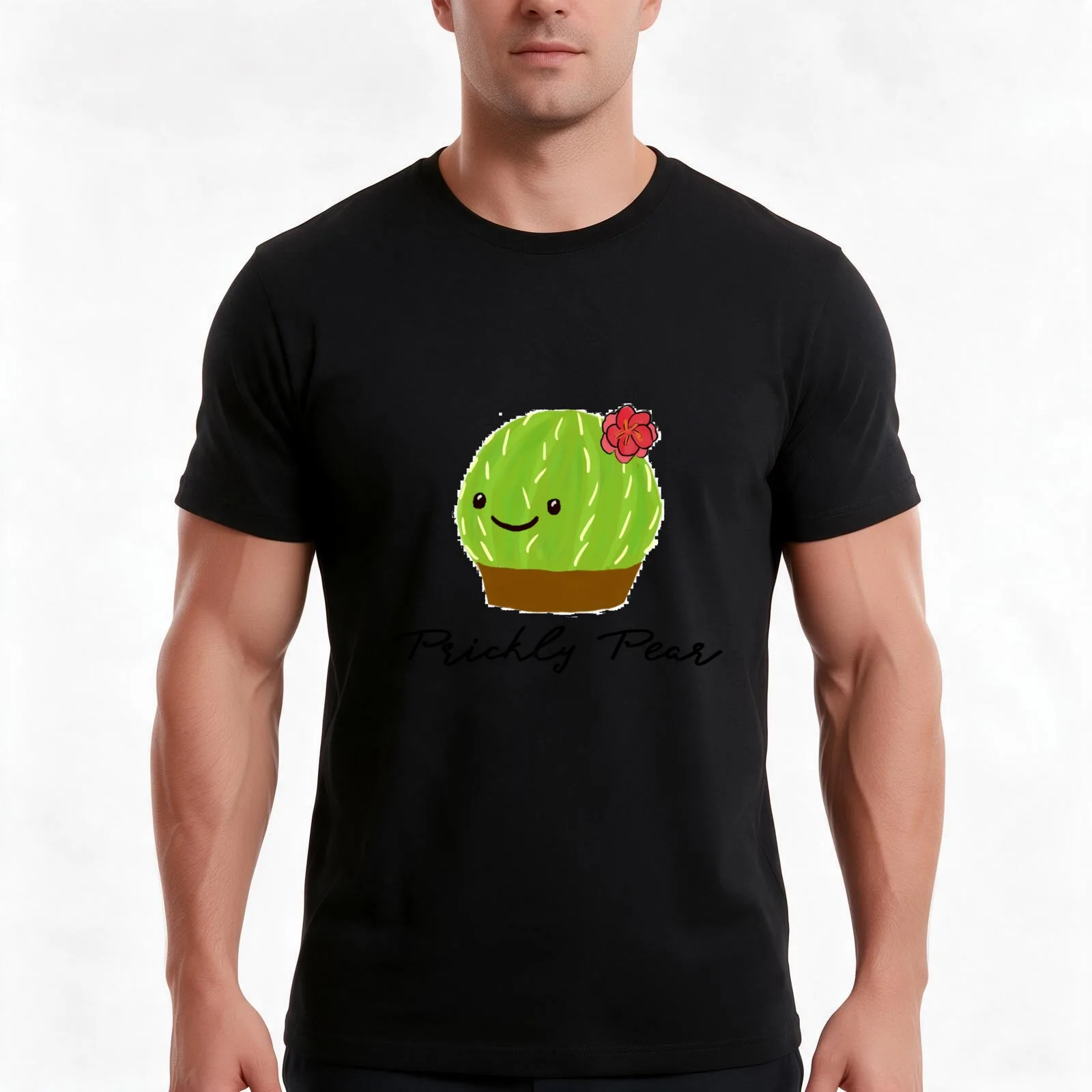 Prickly Pear T-Shirt, Summer Casual Cotton Tee, Oversized Streetwear Tops, Vintage Graphic Print, Loose Fit Short Sleeve