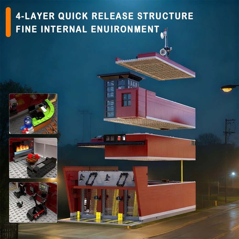 Feuer Station Bausteine Street View Modell Stadt Modulare Montage Sets Große Größe 3079PCS Ziegel Weihnachten Spielzeug Kind Erwachsene geschenke