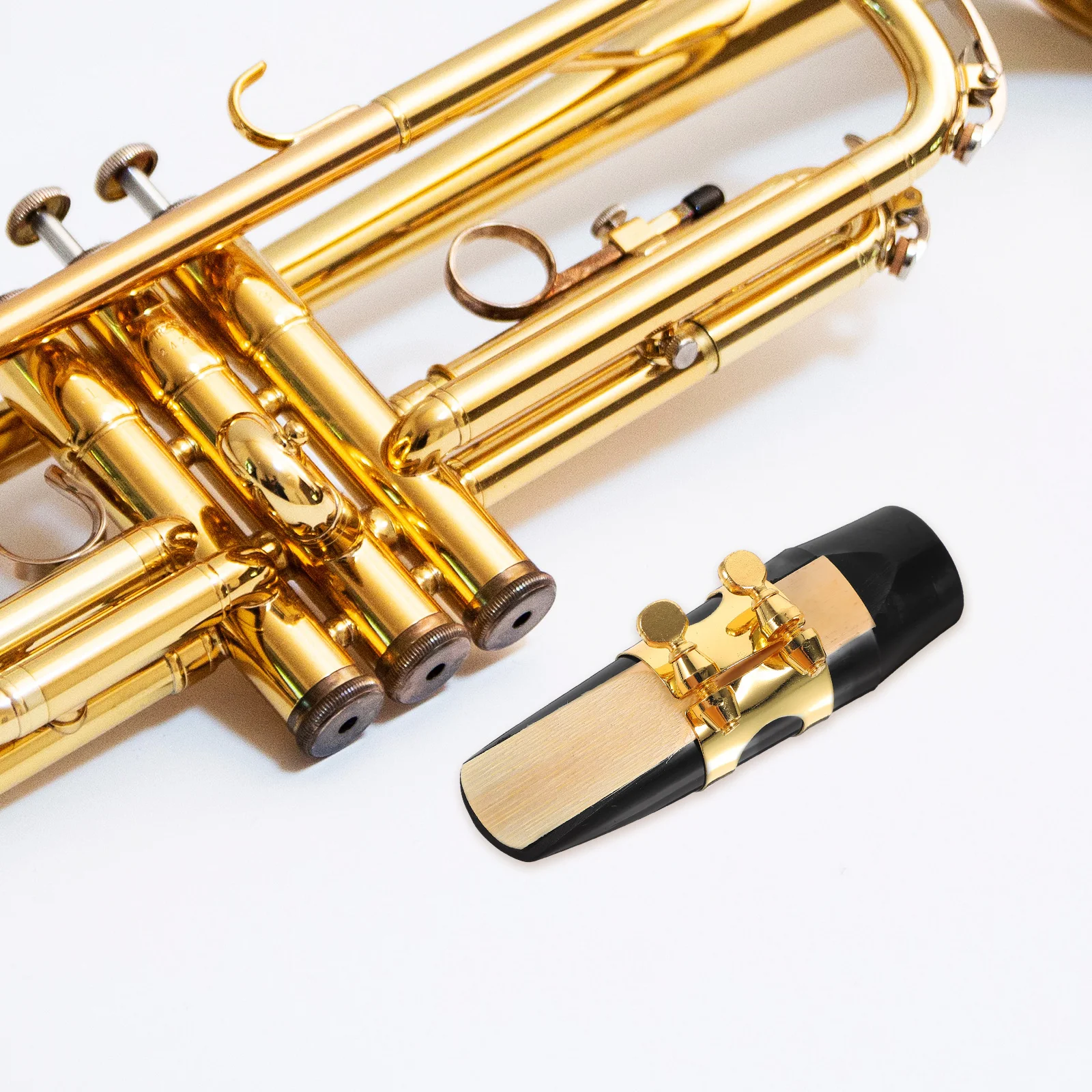 

Alto Saxophone Mouthpiece Reed 25 Black Golden Durable Plastic Metal Ligature for Old Damaged Replacement Alto Saxphone