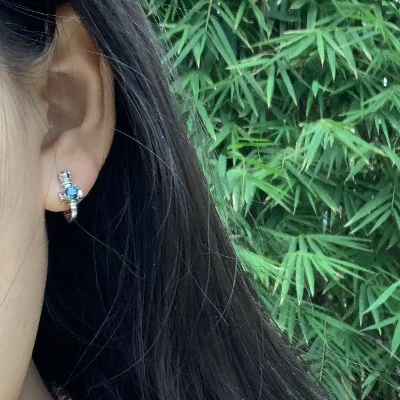 HEYYA STONE Vintage Natural Blue Topaz Hoop Earrings Simple Classic Round Circle Gemstone Jewelry Handmade 14K GOLD exclusive