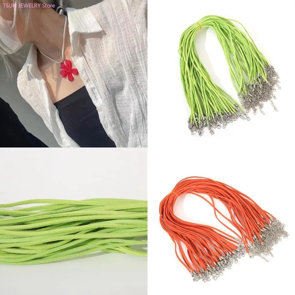 62KE Adjustable Suedes Rope Lobster Clasp String Cord for Jewelry Necklace Making