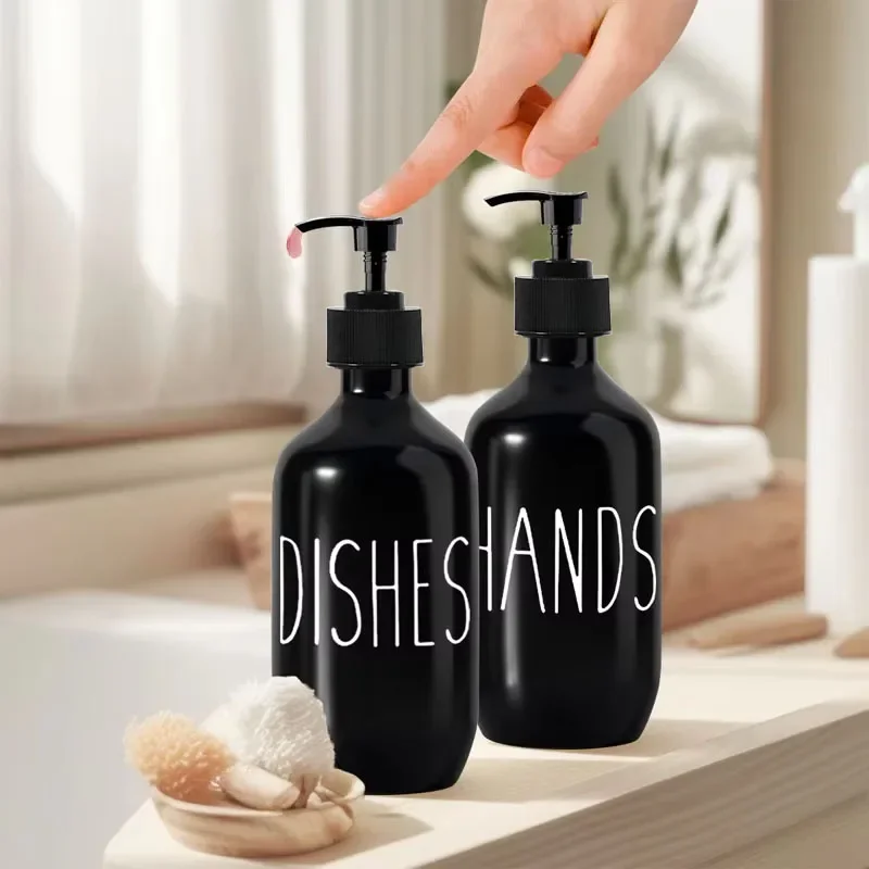 Dishwashing soap dispenser with plastic pump, reusable liquid soap shampoo shower gel bottle pressure bathroom decoration 500ml