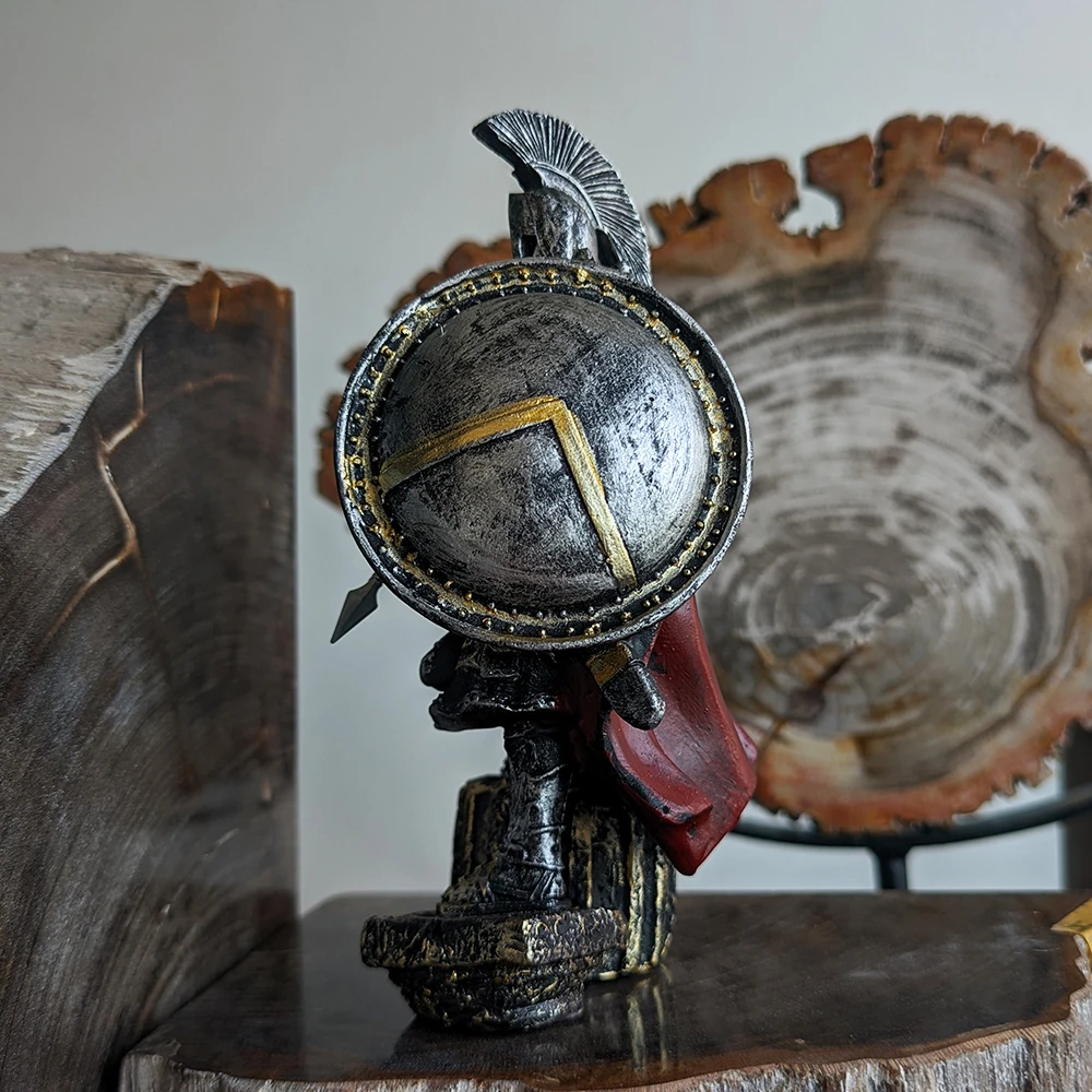 Resin Spartan Warrior figurine resin statue office desk decoration with sword home decor gift for men