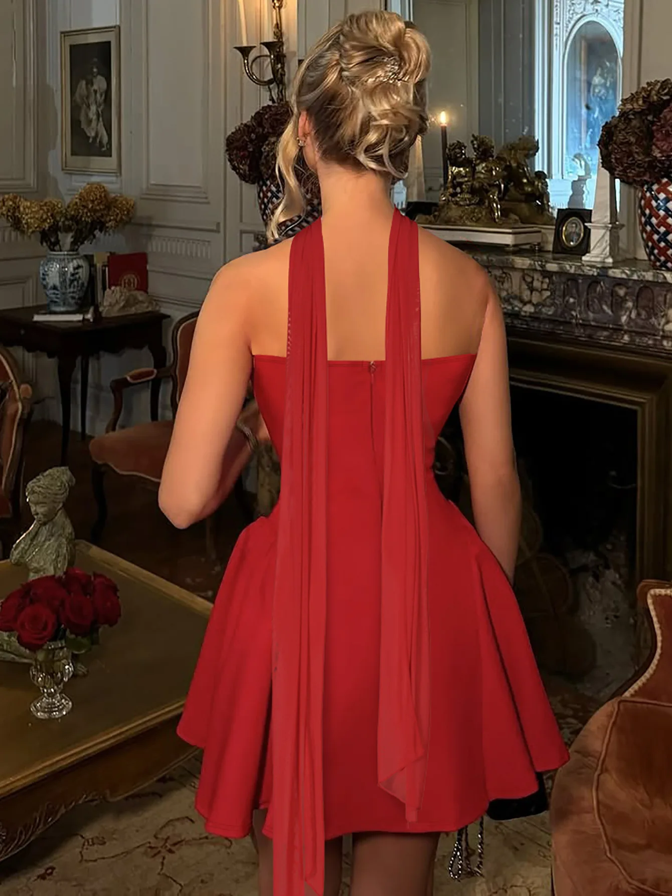 Dresses Womens Zebra Knitted Smocking Side-Slit Straight Uniform College Academy Students Professional Preppy Simple Smart Daily