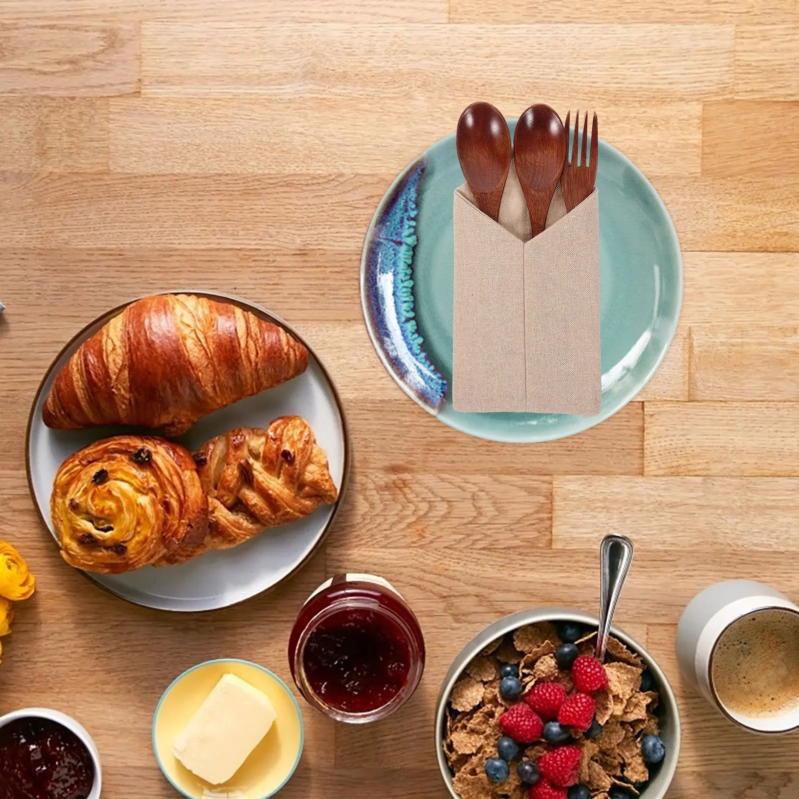 

6Pcs Christmas Cutlery Holder Burlap Utensil Pouches Organizer Fork Knife Spoon Storage for Party Gathering