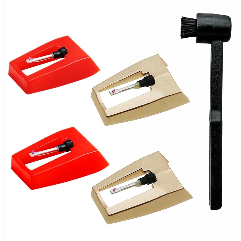 Record Player Needle Kit, 4Pcs Turntable Needles With 1Pcs Stylus Cleaning Brush, Replacement For LP Vinyl Phonograph