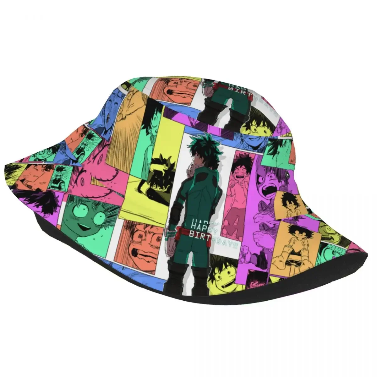 Streetwear Boku No My Hero Academia Bucket Hats Unisex Foldable Camping Izuku Midoriya Anime Fishing Cap Summer Beach Hatwear