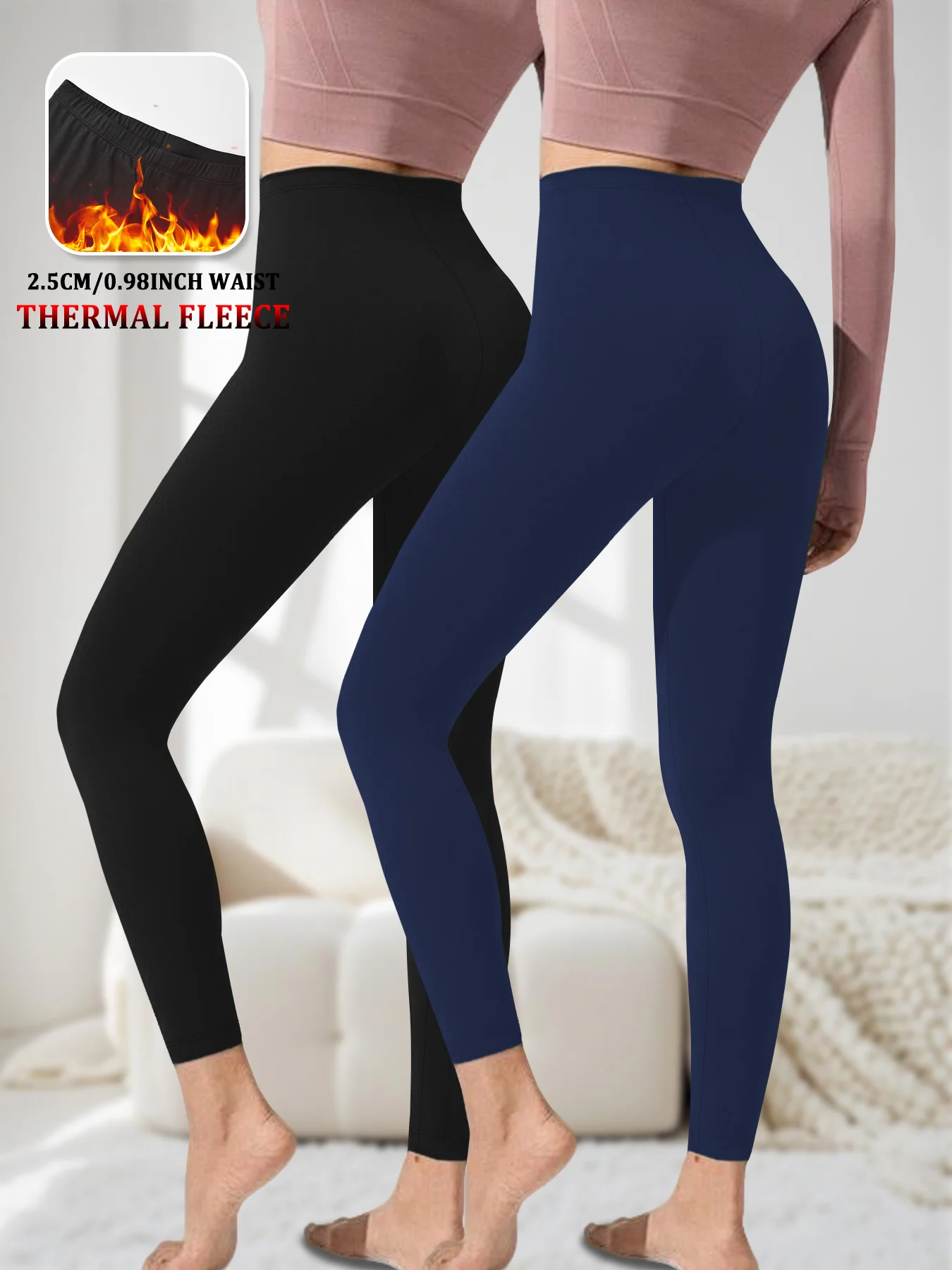 

Зимние леггинсы для тренировок из двух предметов с термофлисовой подкладкой. Женские брюки с низкой посадкой, подходящие для бега, йоги и утепления.